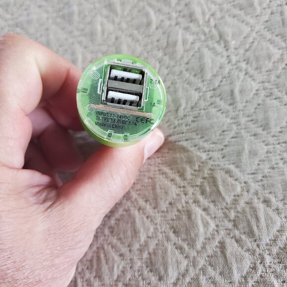Lime Green Dual Port USB Car Cigarette Lighter Charger - Picture 4 of 5